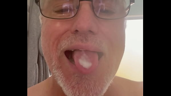 Playing with my own cum on my tongue!