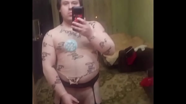 New Video: A gay man in stockings and a short tank top shakes his huge ass and masturbates on camera!